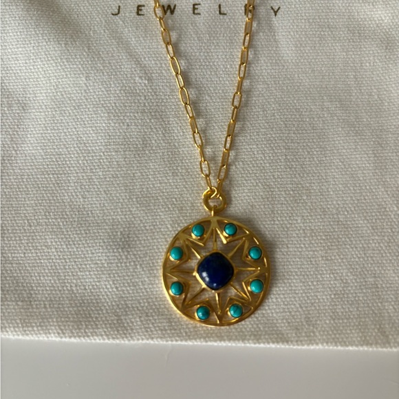 Satya 15” with 2” extender necklace. Lapis and turquoise - Picture 5 of 5